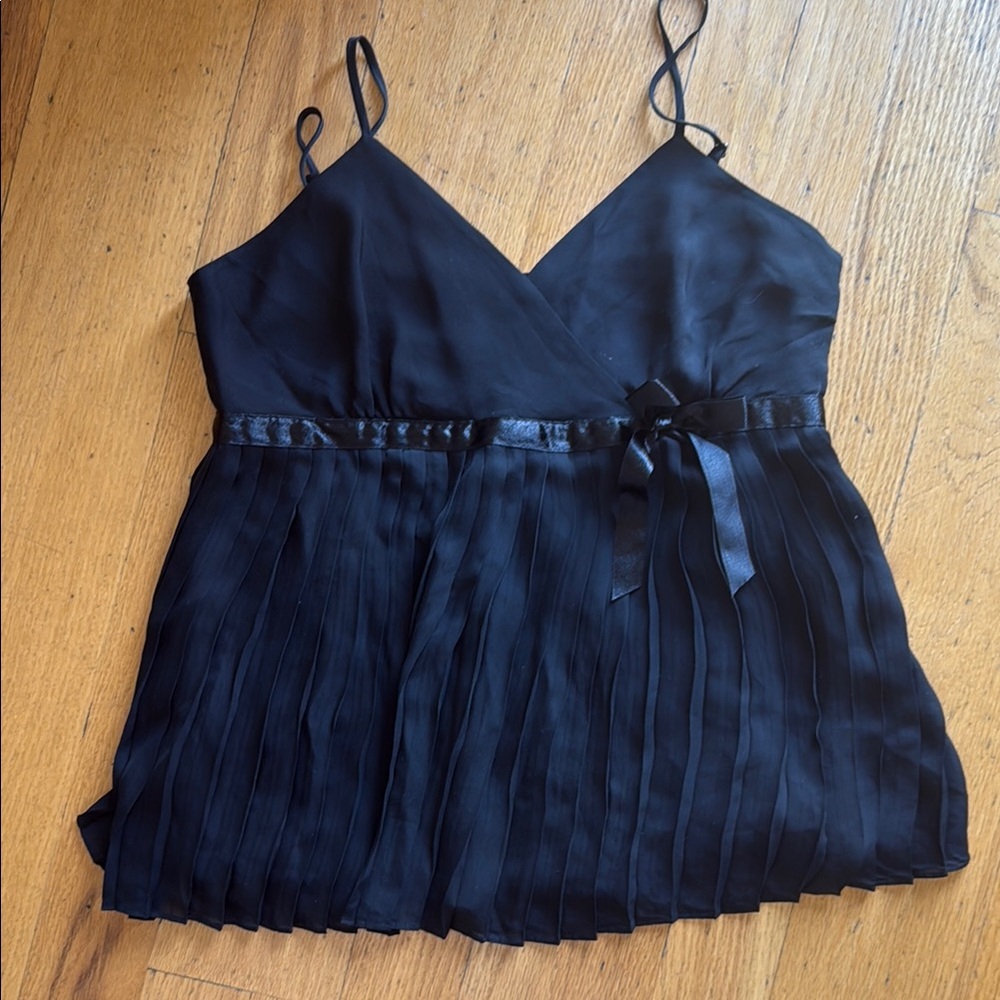 Elegant Black Pleated Camisole Top